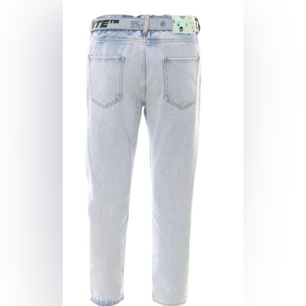 Off White - Men Slim Low Crotch Jeans In Bleach - Size: 30 - Without The Belt.
